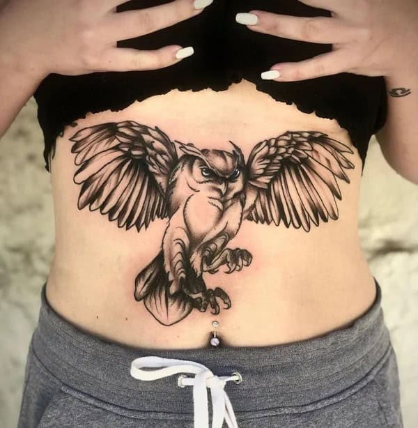 Owl Stomach Tattoo