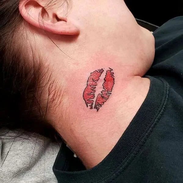 Feisty Neck Lip Tattoo