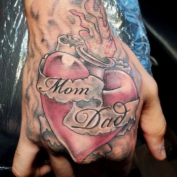 Mom and Dad Flower Tattoo