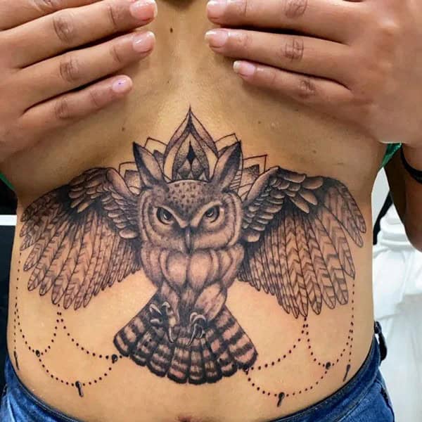 Owl Tattoo Under Breast