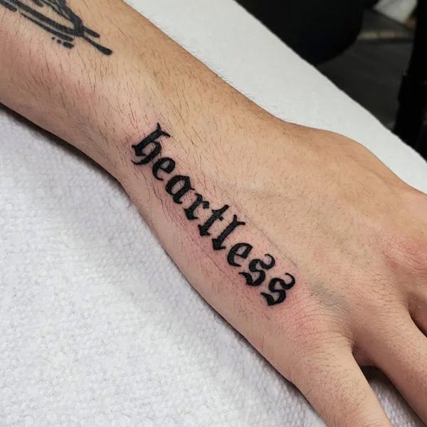 Heartless Tattoo On Hand