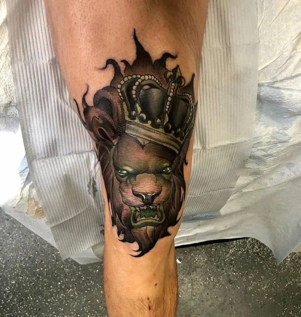 Lion Knee Tattoo