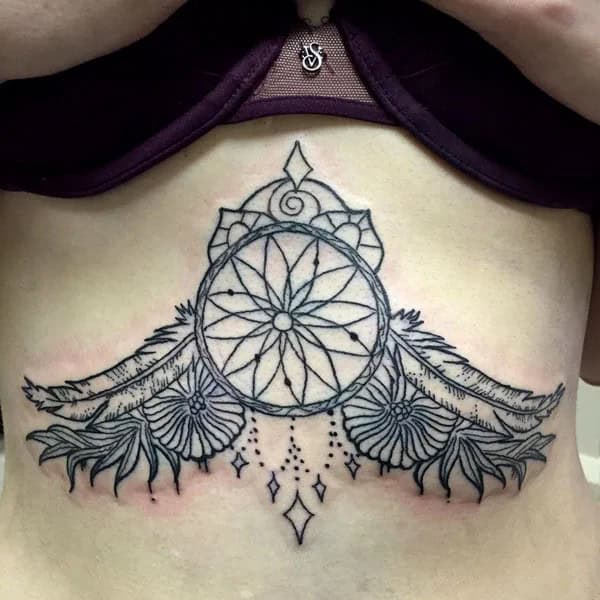 Dream Catcher Tattoo Under Breast