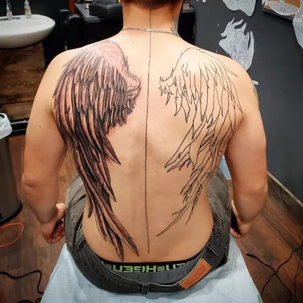 Fallen Angel Wings Tattoo