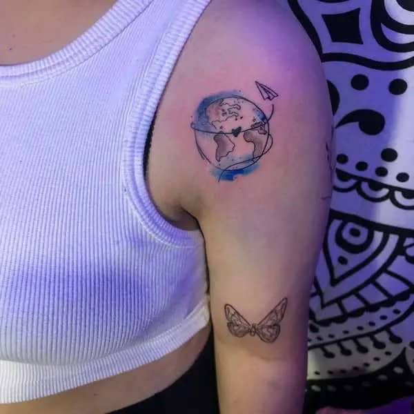 Earth Shoulder Tattoo