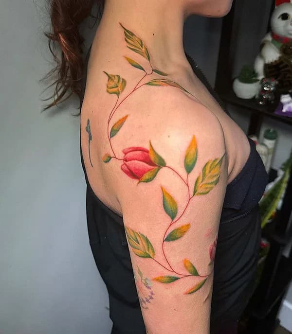 Vine Tattoo with Flowers