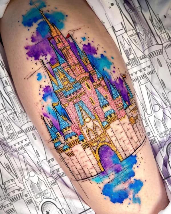 Glittery Castle Tattoo