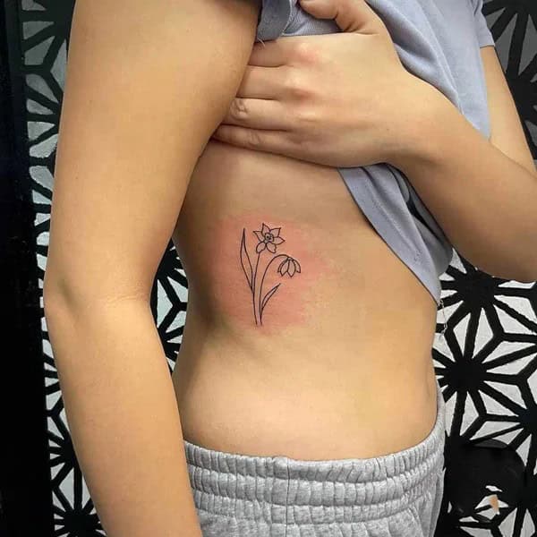 Fine Line Daffodil Tattoo