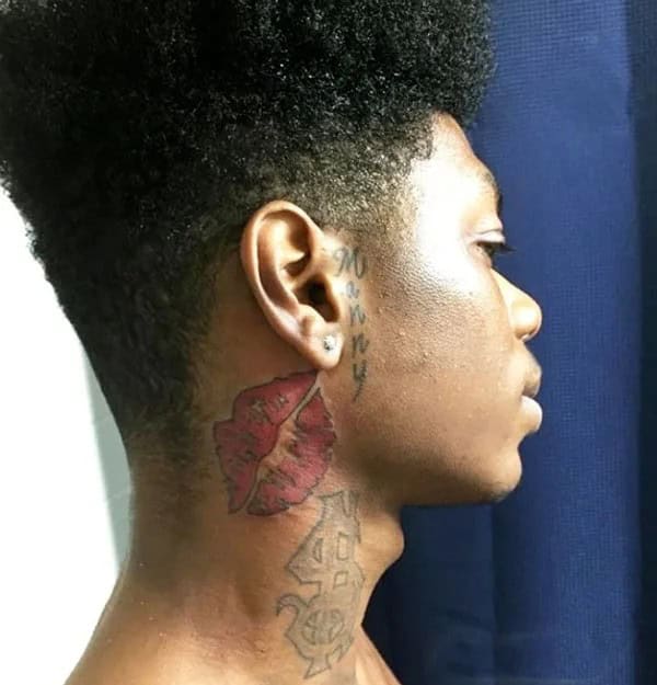 Feisty Neck Lip Tattoo