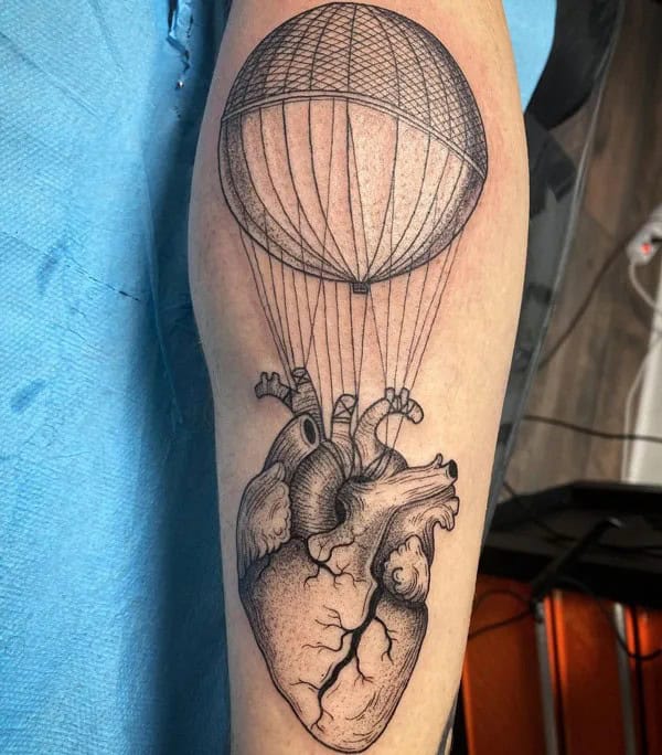 Anatomical Heart Tattoo On Chest