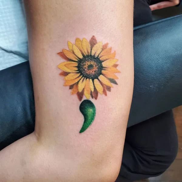 Sunflower Semicolon Tattoo