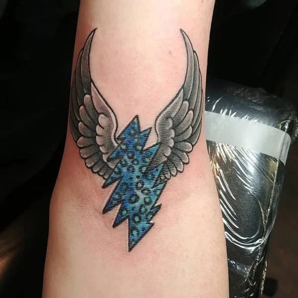 Angel Wing Lightning Bolt Tattoo