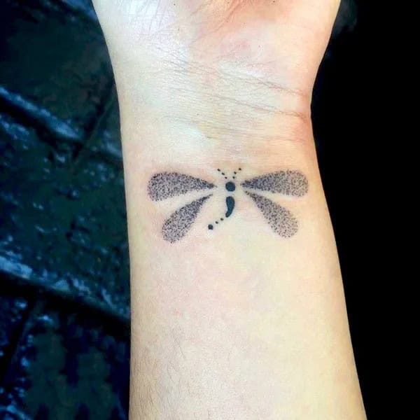 Semicolon Dragonfly Tattoo