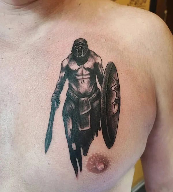 Warrior Chest Tattoo