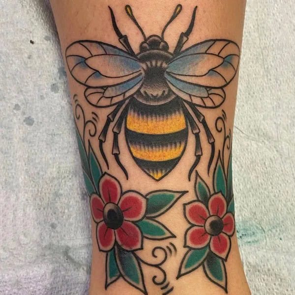 Traditional Bee Tattoo