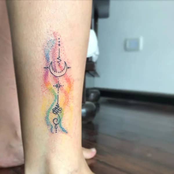 Watercolor Unalome Tattoo