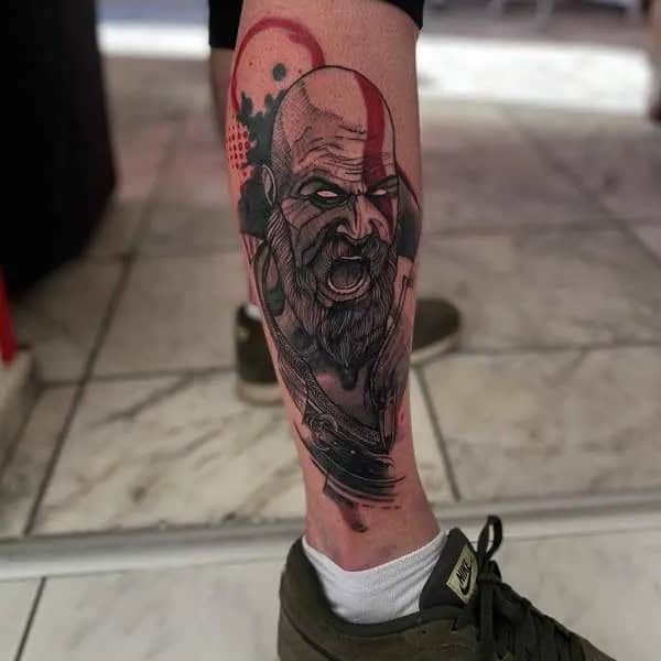 God Of War Leg Tattoo