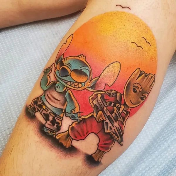 Stitch and Groot Tattoo