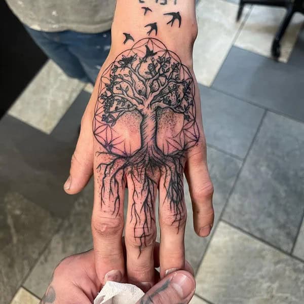 Tree Of Life Hand Tattoo