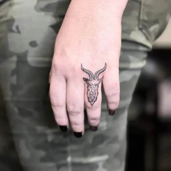 Baphomet Finger Tattoo