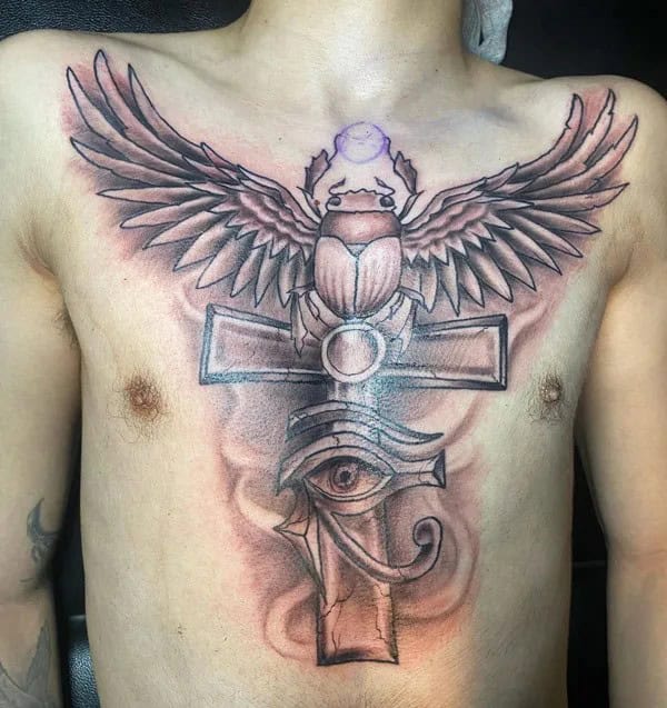 Ankh Chest Tattoo