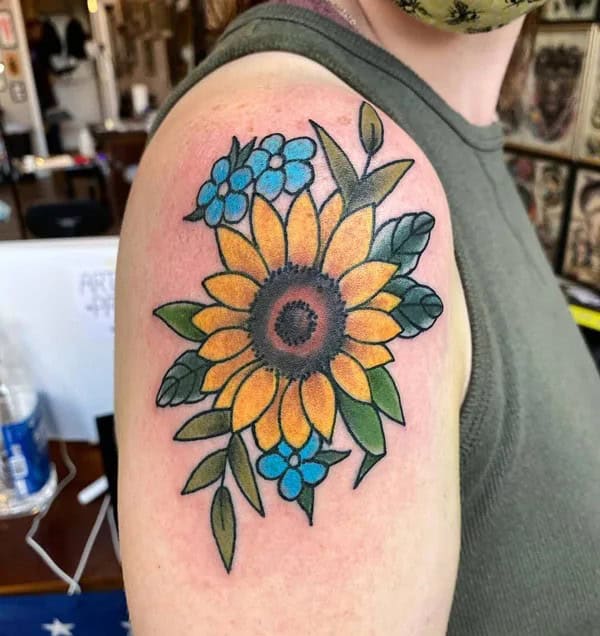 Traditional Sunflower Tattoo