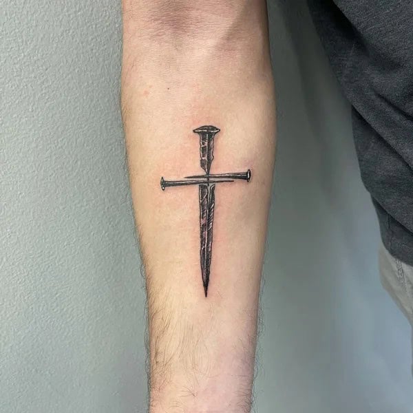 Nail Cross Tattoo