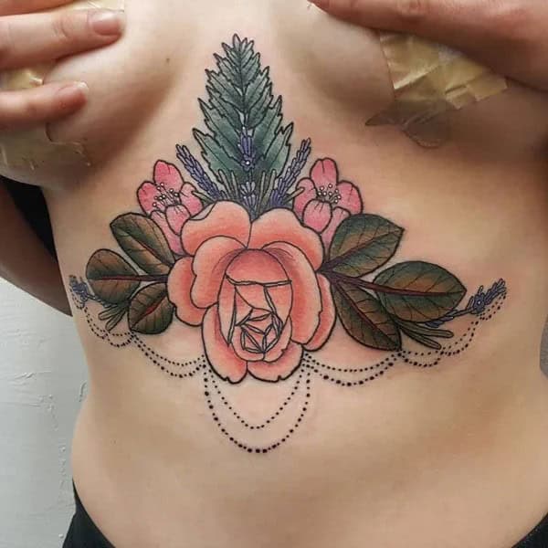 Rose Underboob Tattoo