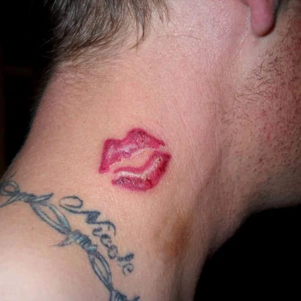 Feisty Neck Lip Tattoo