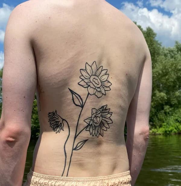 Sunflower Back Tattoo