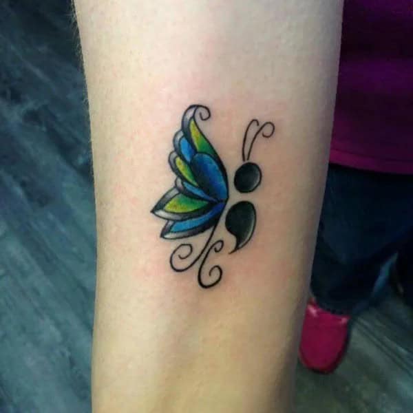 Butterfly Semicolon Tattoos