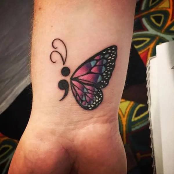 Butterfly Semicolon Tattoos