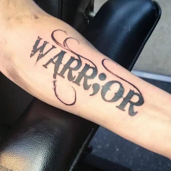 Warrior Semicolon Tattoos