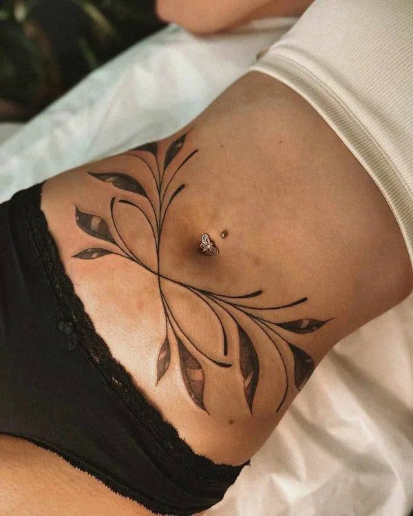 Stomach Leaf Tattoo