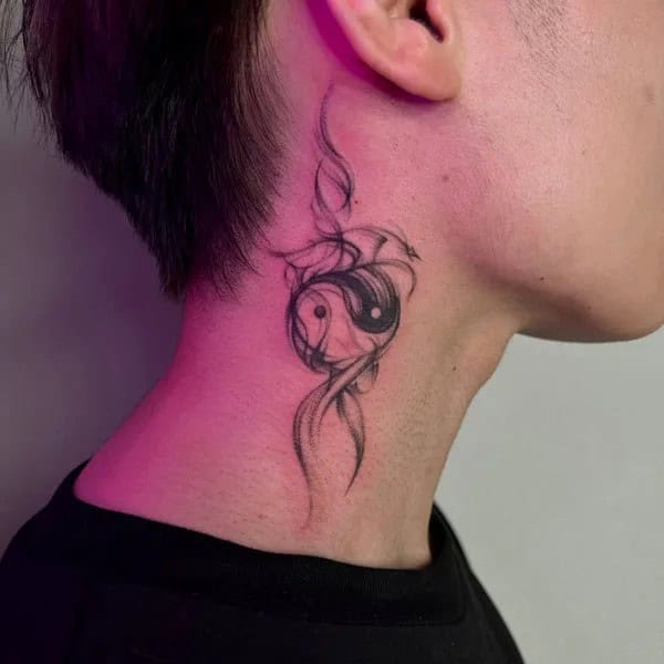 Yin Yang Neck Tattoo