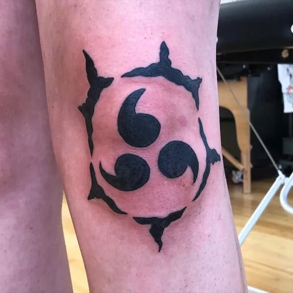 Sasuke Curse Mark Knee Tattoo