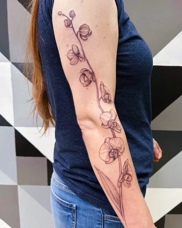 Orchid Sleeve Tattoo