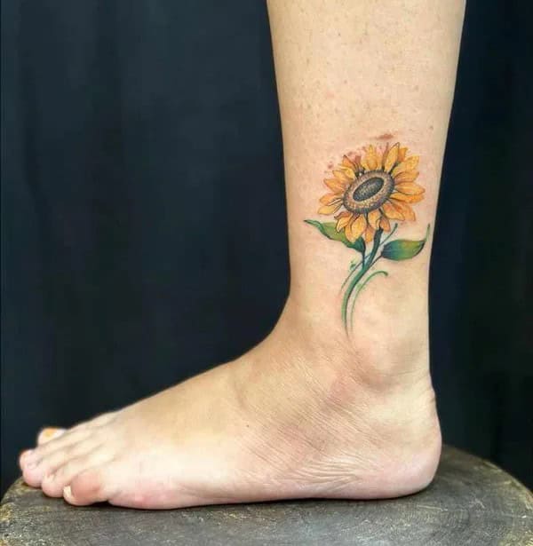 Sunflower Ankle Tattoo