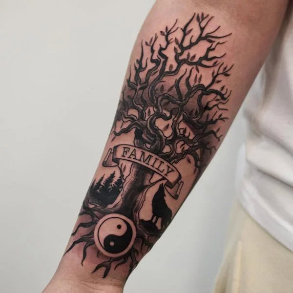 Family Tree Yin Yang Tattoo