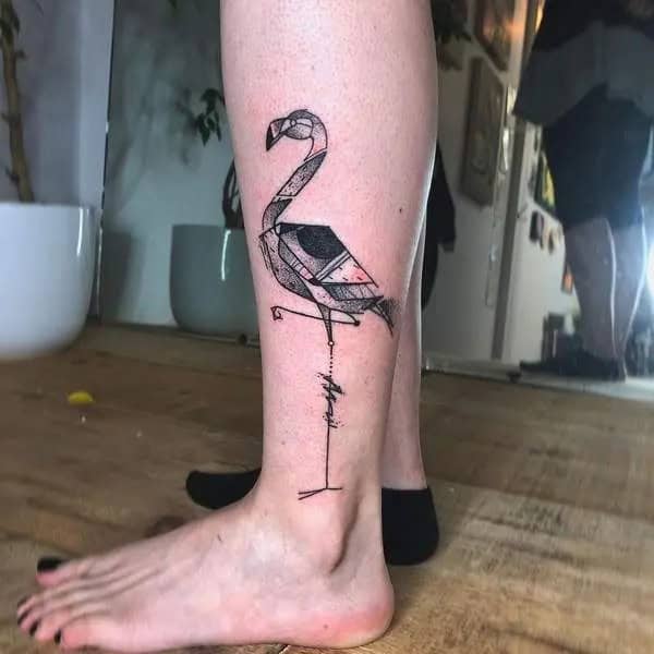 Geometric Flamingo Tattoo