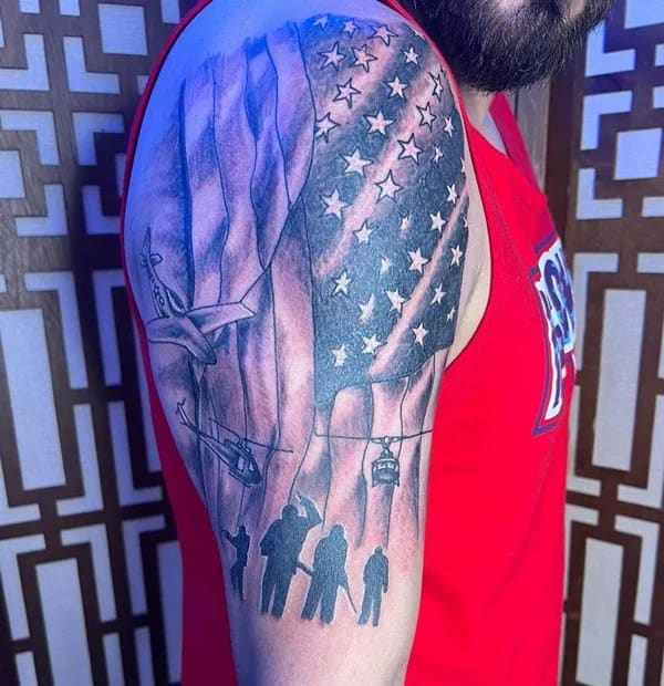 Military American Flag Tattoo