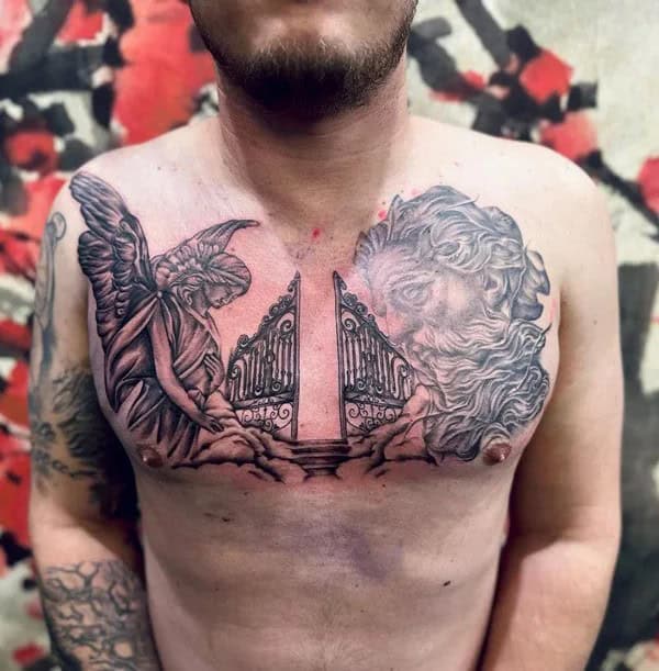 Gates of Heaven Chest Tattoo