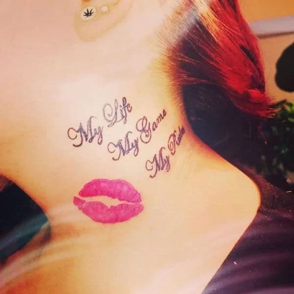 Feisty Neck Lip Tattoo