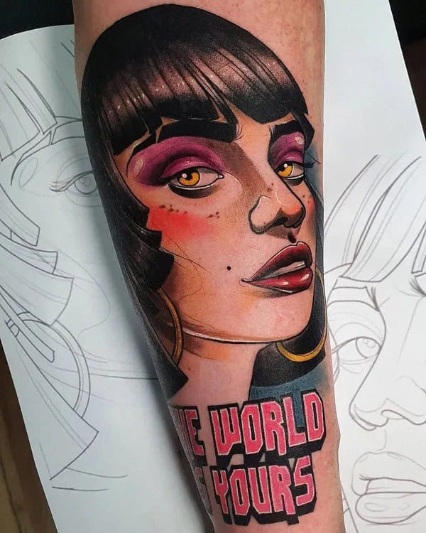 “The World Is Yours” Neo Traditional Tattoo