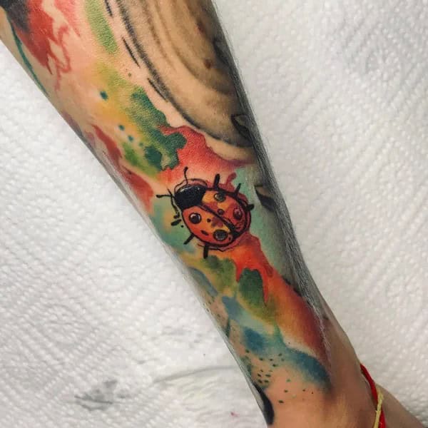 Watercolor Ladybug Tattoo