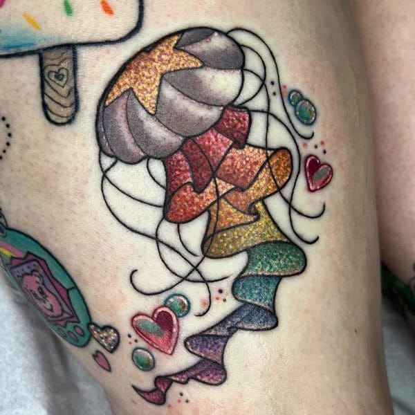 Glittery Jellyfish Tattoo