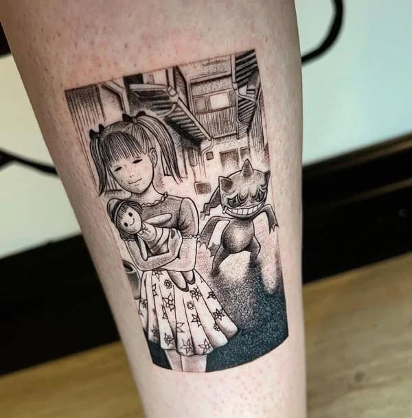 Geometric Junji Ito Tattoo