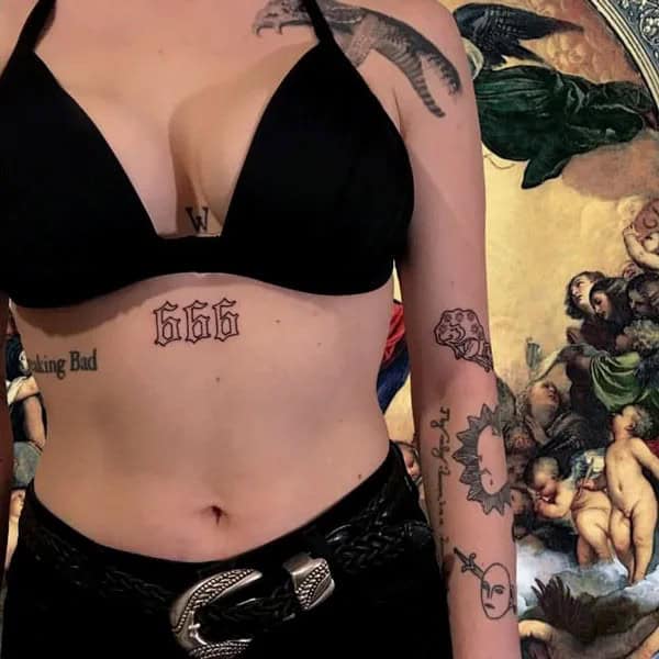 666 Abdomen Tattoo