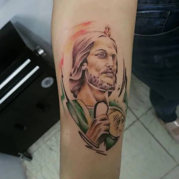 San Judas Stencil Tattoo