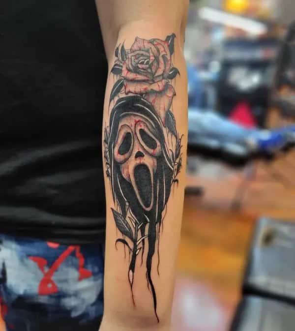 Ghostface Tattoo On Forearm